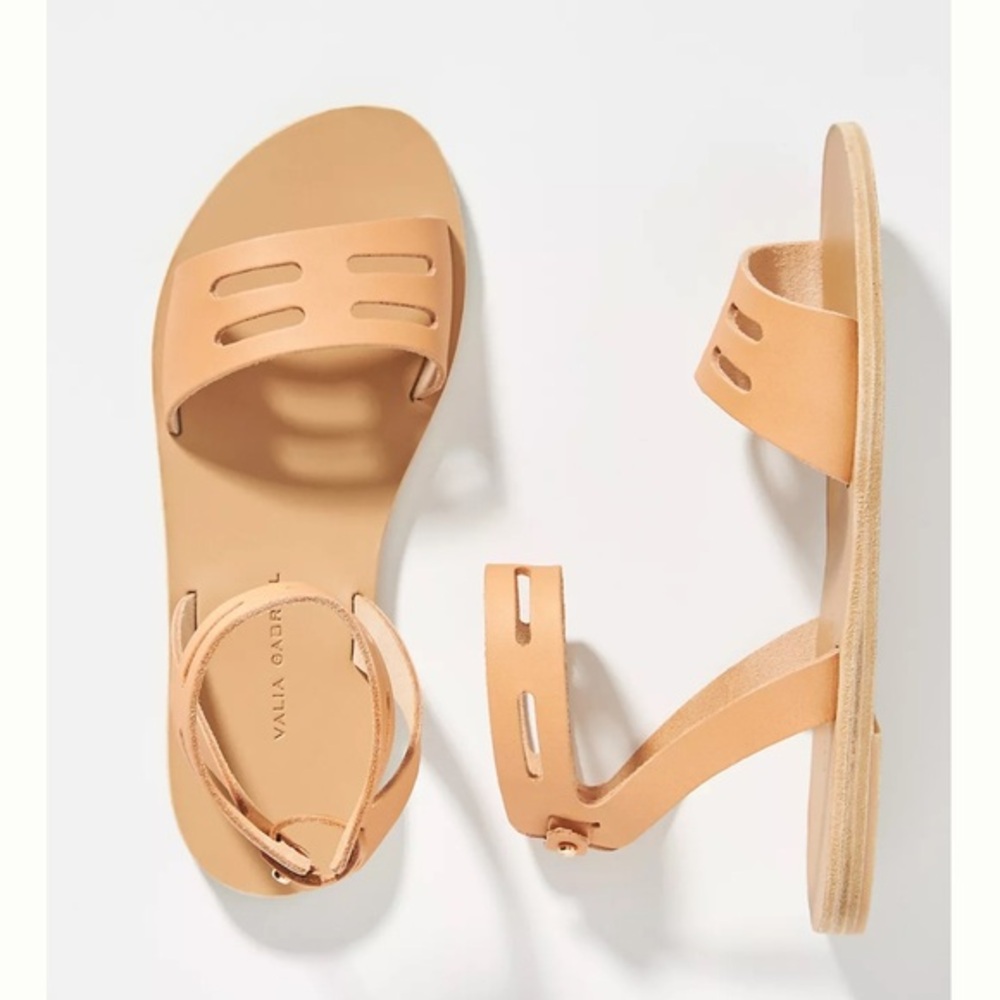 Valia Gabriel | ANTHROPOLOGIE | 7 | Camel  ankle wrap leather handmade Greece